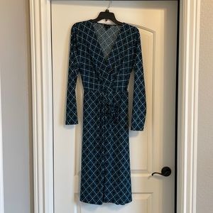 Who What Wear women’s long dress. Size Large. Teal, black, white.